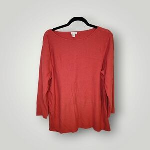 J.Jill Women's Coral Textured Long Sleeve Pullover Tunic Sweater Top size XL
